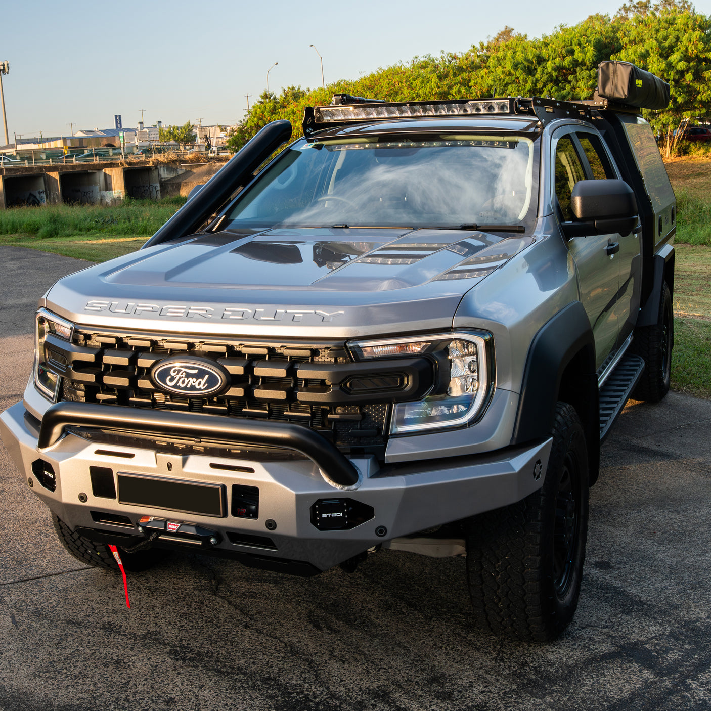 Ford Ranger Next Gen Super Duty V6 5 Inch Short Entry Stainless Snorkel Kit and Alloy Airbox Kit