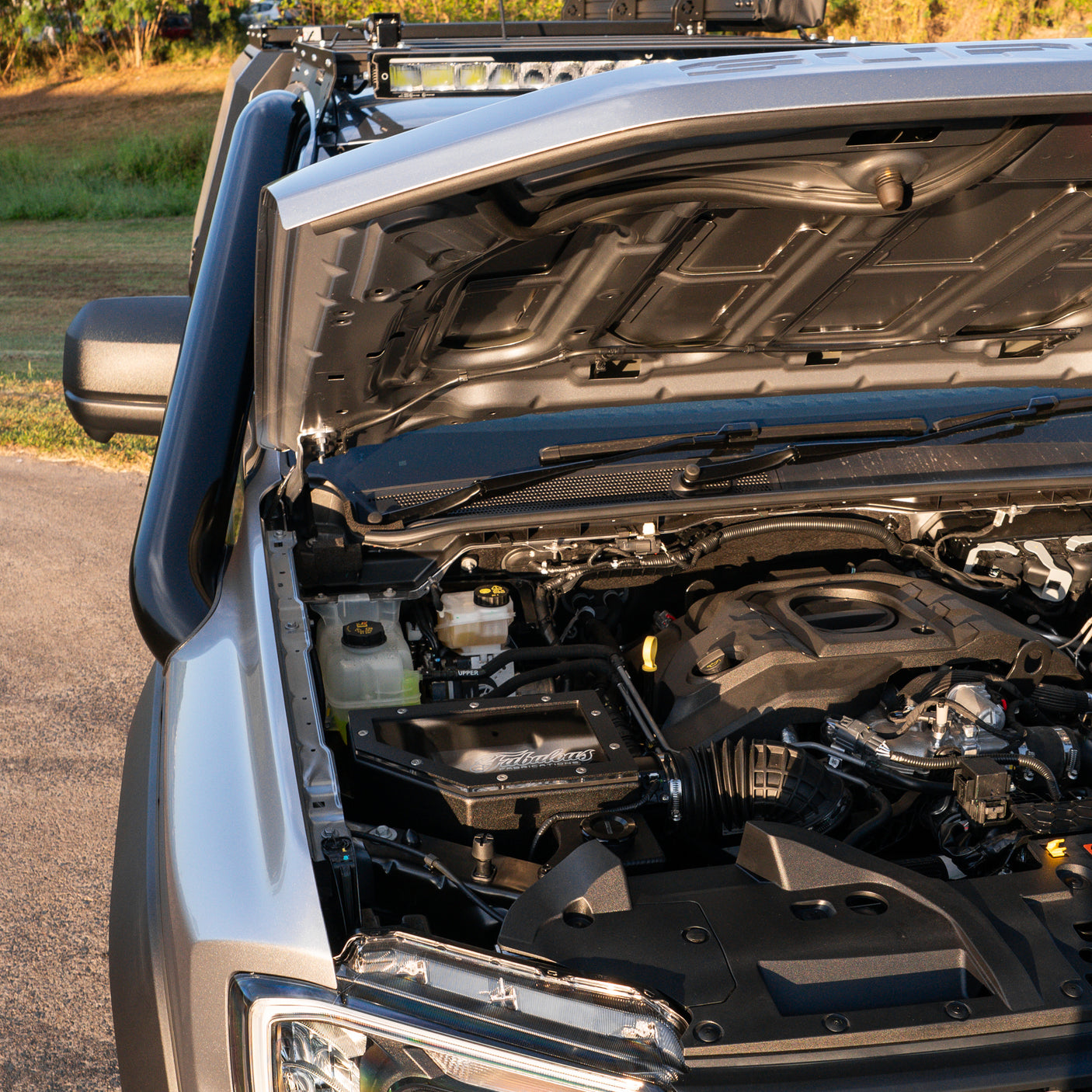 Ford Ranger Next Gen Super Duty V6 5 Inch Short Entry Stainless Snorkel Kit and Alloy Airbox Kit